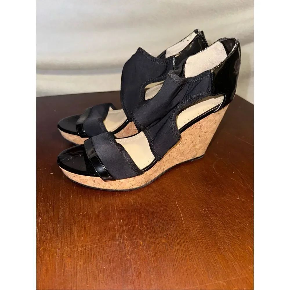 Black strappy wedges size 8.5